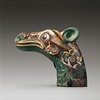 Horsehead-shaped Bronze Chariot Ornament Inlaid with Gold and Silver