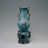 Porcelain Vase with Dragon-shaped Handles and Openwork Stand, Jun Ware